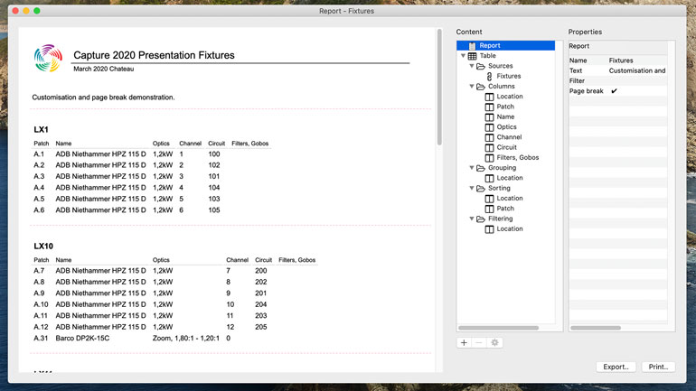 Report editor with unlimited configuration options.